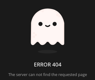 A custom page with a ghost for the response status 404.